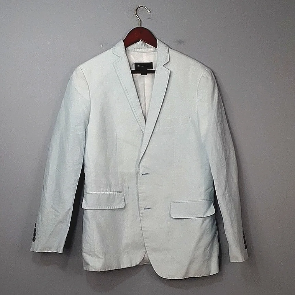 INC International Concepts Light Blue Linen Blazer Jacket